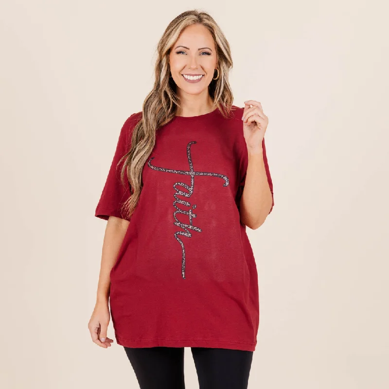 Act Now With Faith Tee, Leopard Cardinal