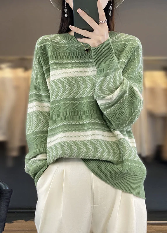 Weekend Offers That Thrill New Green O Neck Patchwork Cozy Wool Sweaters Fall