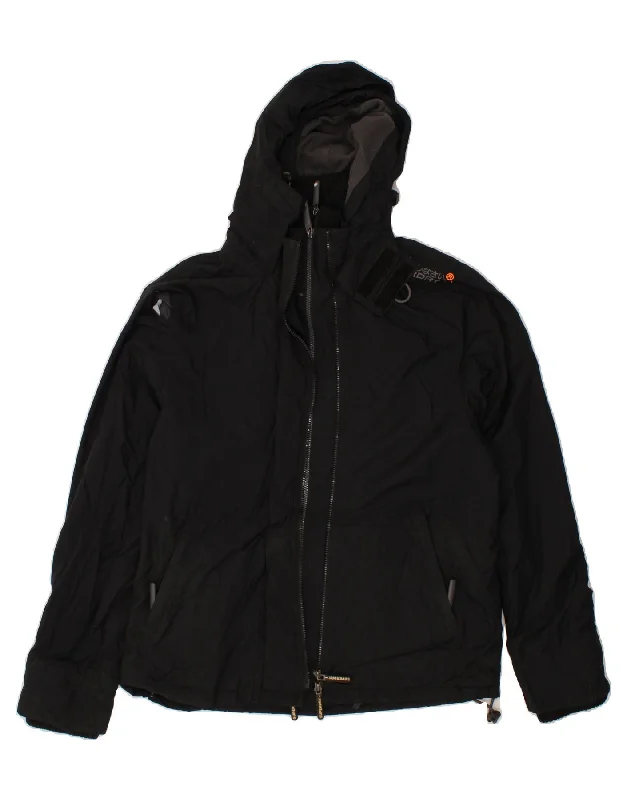 Don’t Miss Out SUPERDRY Womens Windcheater Hooded Windbreaker Jacket UK 18 XL Black