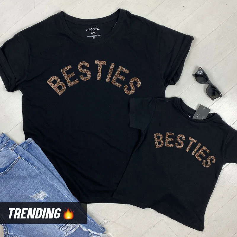 Weekend Offers That Please Besties Leopard Matching Black T-Shirts (MRK X)