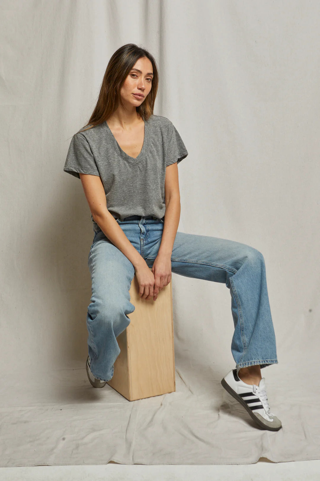 Best Seller Perfect White Tee - Hendrix Basic V-Neck (heather grey)