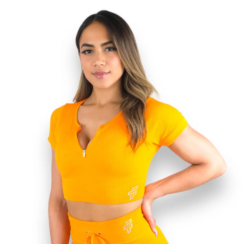 Weekend Specials to Savor Orange Ribbed Crop Top