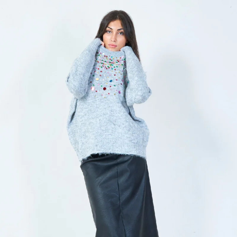 Fantastic Offers Sequin embellished knit sweater wholesale