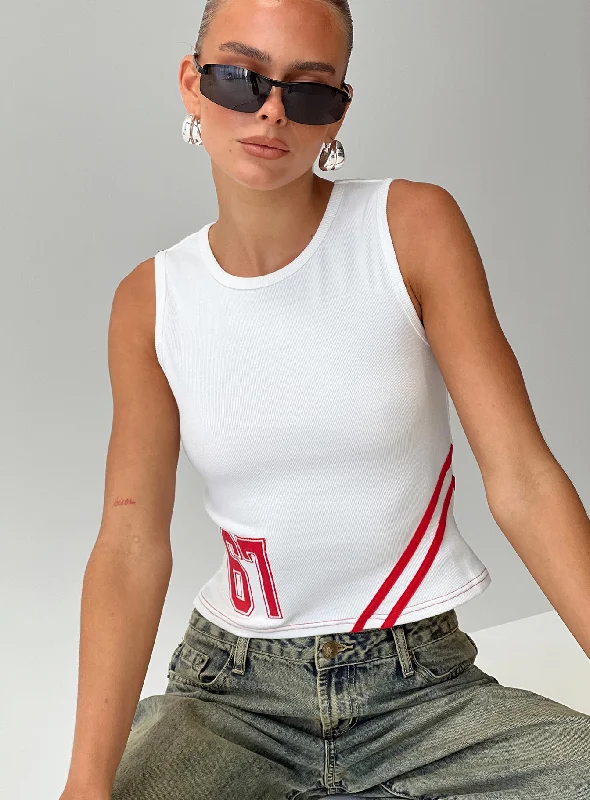 Weekend Bargains to Indulge In Fast 67 Tank Top White / Red