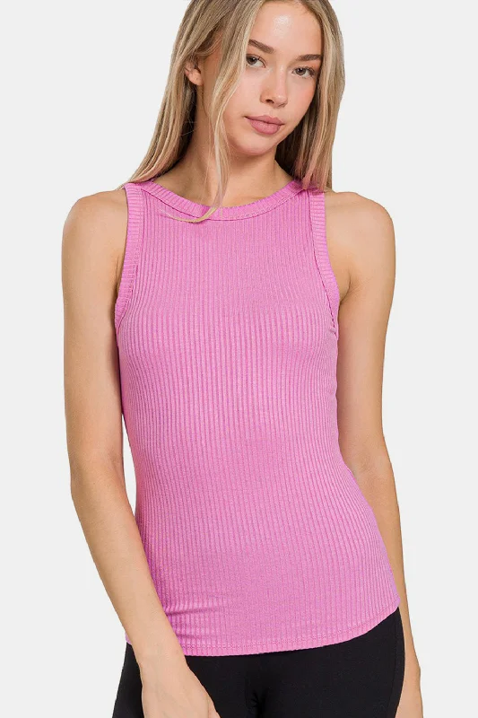 Price Cut Zenana Ribbed Crew Neck Tank