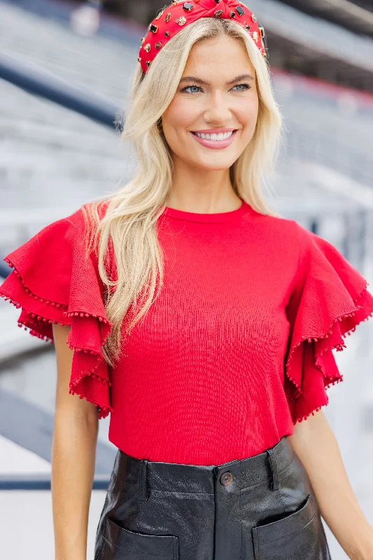 Online Only My Kind Of Love Red Pompom Sweater