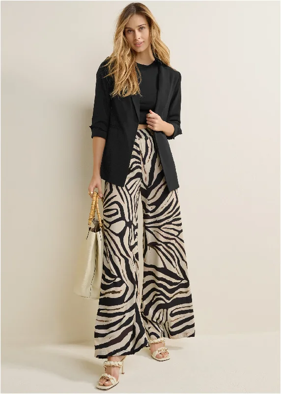 Savings Galore High-Waist Wide Leg Pants - Black & Natural