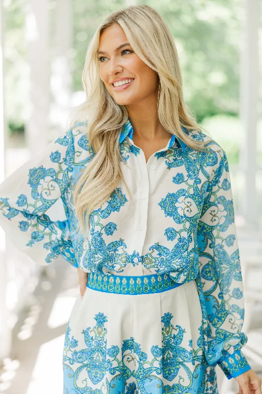 Weekend Discounts to Enjoy In A Dream Ivory White Baroque Print Blouse