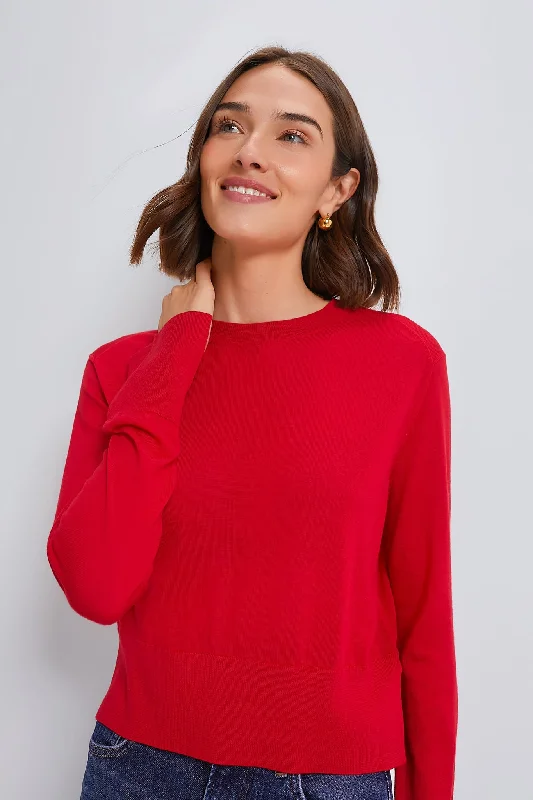 Hurry In Tomato Elodie Layered Crewneck Knit