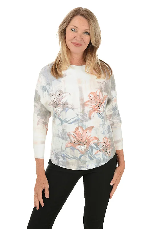 Instant Discount Lilies Jeweled Dolman Sleeve Sweater