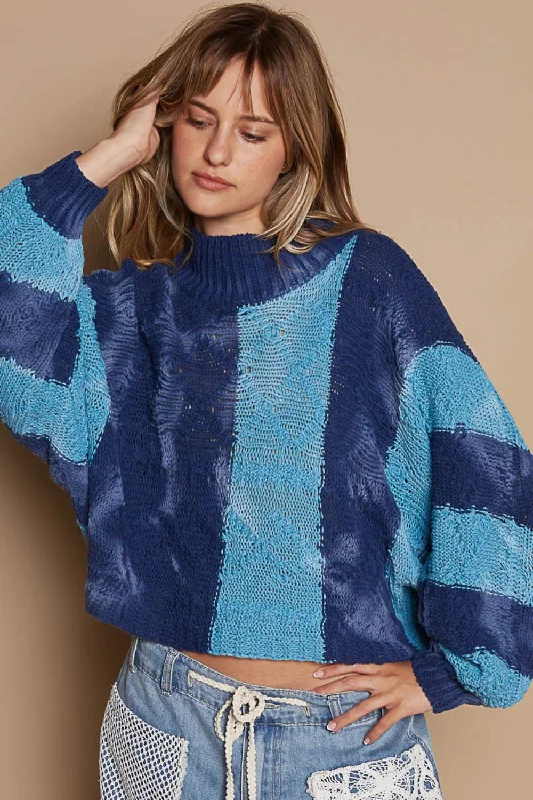 Weekend Bargains to Sizzle Mock Neck Color Block Sweater