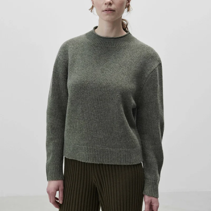 While Supplies Last Women's Lambswool Sweater - Moss Melange AW23 (S) *Last One!
