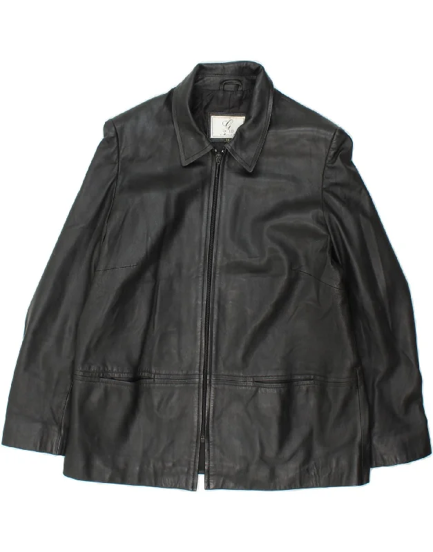 Weekend Special VINTAGE Womens Leather Jacket UK 18 XL Black Leather