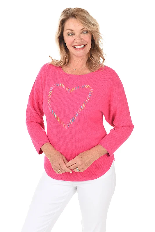 Great Deals Pink Rainbow Heart Sweater