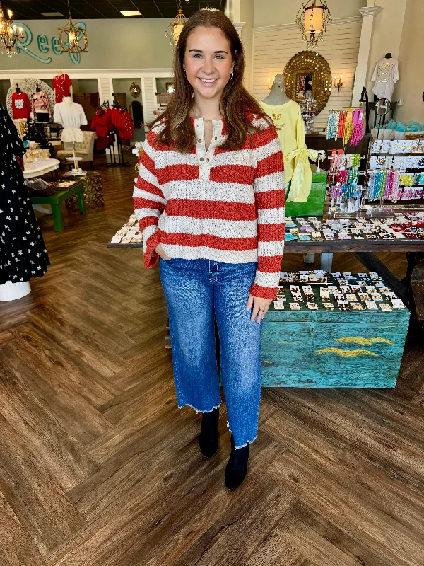 Members Only Burnt Orange Striped Sweater