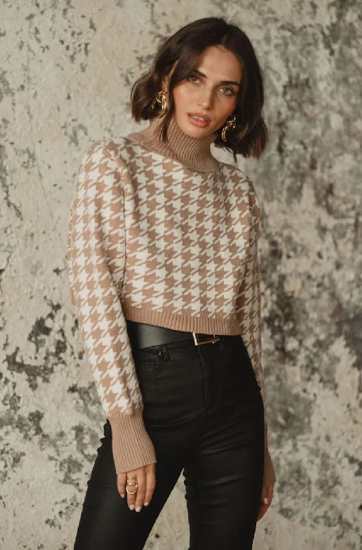 Now or Never Jamie Beige Houndstooth Sweater