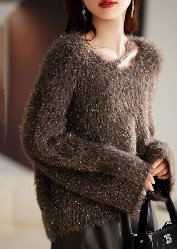 Discount Deals Fine Chocolate Thick Cozy Knit Sweater Tops Winter