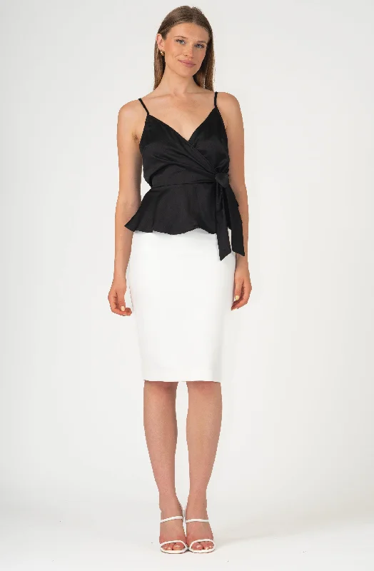 Super Sale Faux Wrap Spaghetti Strap Peplum Top