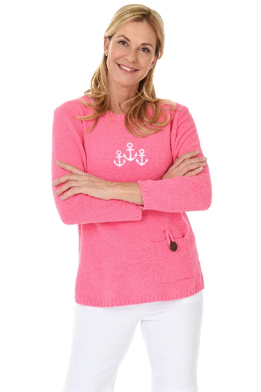 Super Savings Pink Chenille Anchor Sweater