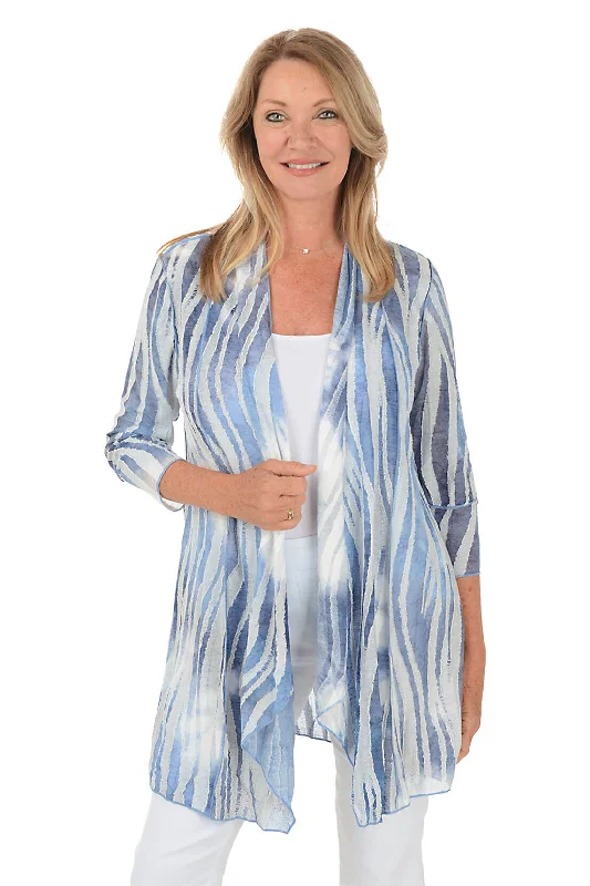 Weekend Extravaganza: Shop Now Denim Zebra Stripe Textured Cardigan