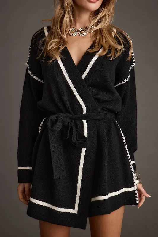 Best Deals Outlaw Black Wrap Sweater Mini Dress