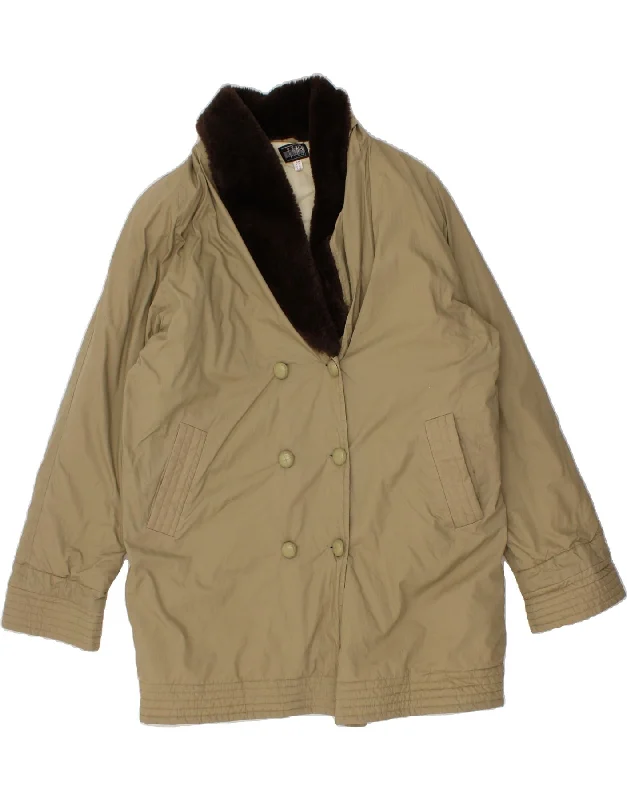 Quick Sale VINTAGE Womens Double Breasted Coat EU 48 2XL Beige Cotton
