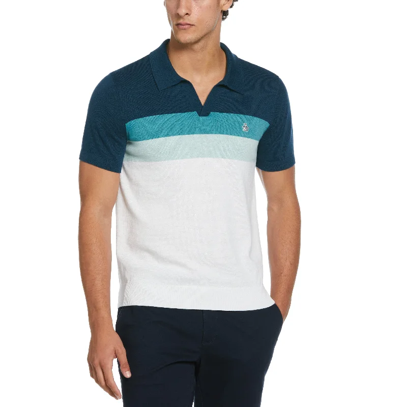 Cotton Jersey Chest Stripe Sweater Polo