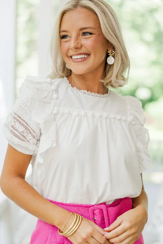 Exclusive Offer Give Us Joy White Lace Blouse