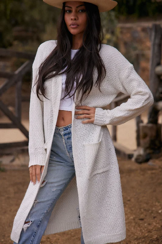 Discount Extravaganza Kelsey White Long Cardigan