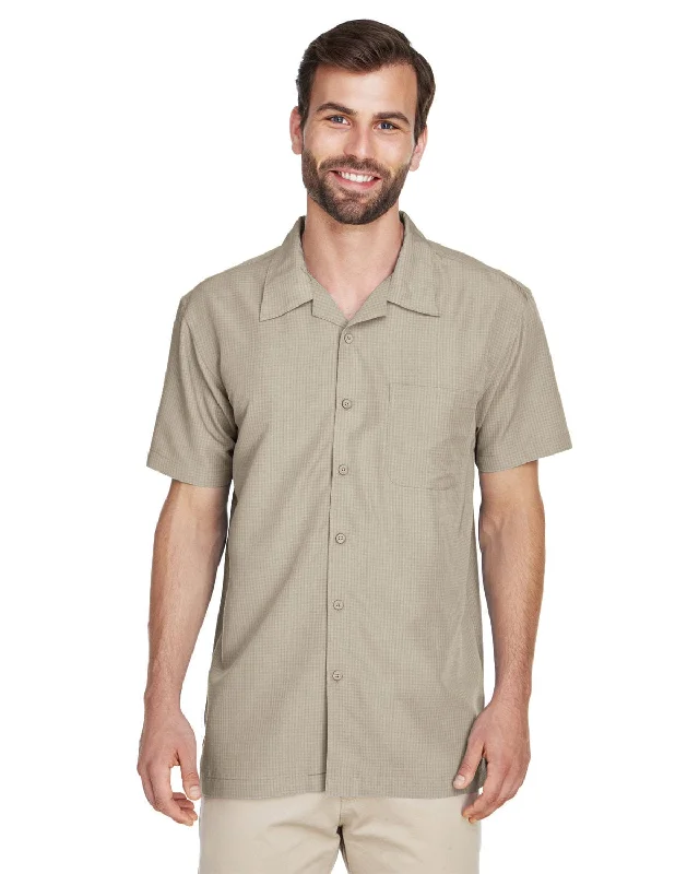 Harriton Barbados Textured Camp Shirt | Khaki