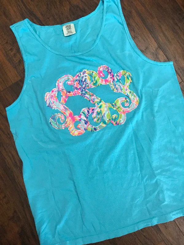 Clearance Items Lilly Pulitzer Fabric Raggy Monogrammed Comfort Colors Tank Top