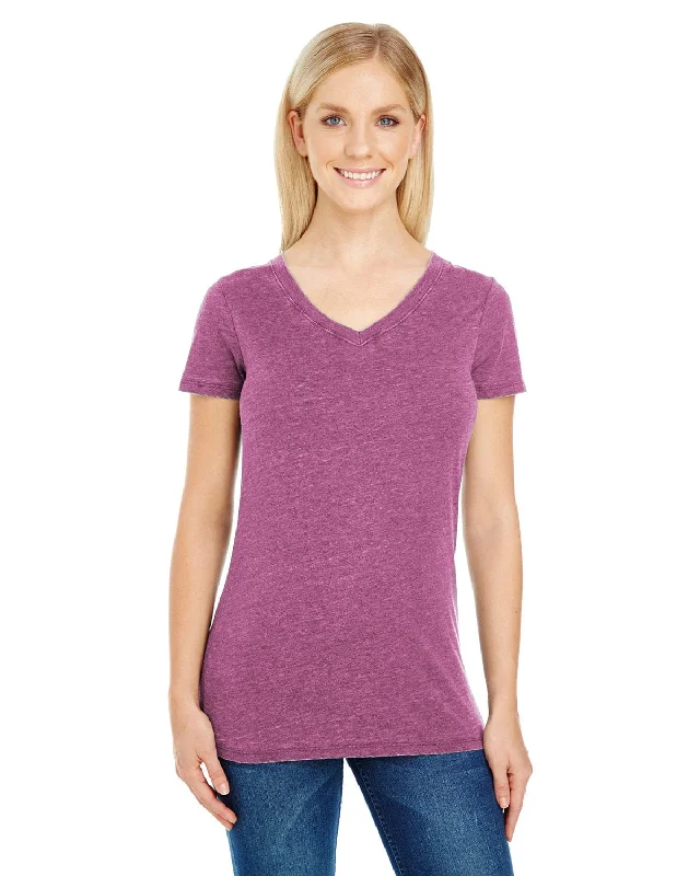 Threadfast Apparel Ladies Vintage Dye Short Sleeve V-Neck Tee | Vintage Wine