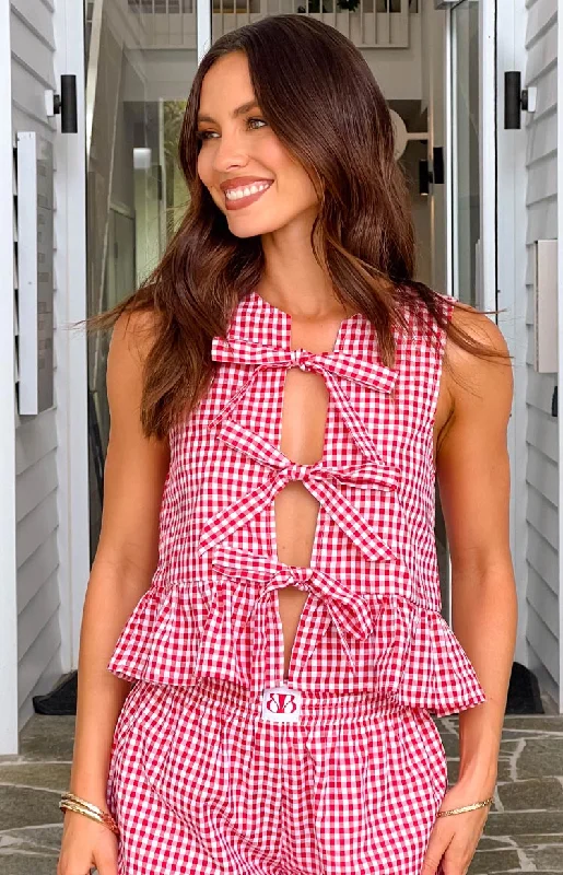 Weekend Deals That Dazzle Baxter Red Gingham Top