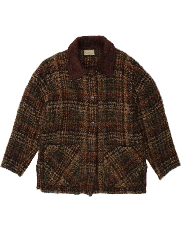 Seasonal Clearance VINTAGE Womens 5 Button Blazer Jacket UK 10 Small Brown Check Wool Seasonal Clearance VINTAGE Womens 5 Button Blazer Jacket UK 10 Small Brown Check Wool