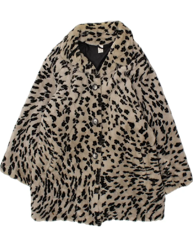 Flash Sale VINTAGE Womens Faux Fur Overcoat UK 20 2XL Off White Animal Print Acrylic Flash Sale VINTAGE Womens Faux Fur Overcoat UK 20 2XL Off White Animal Print Acrylic