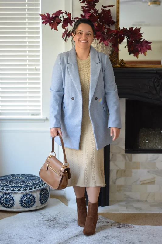 Super Discount Ali Dusty Blue Button Coat