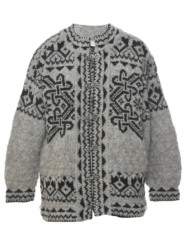 Nordic Wool Grey Cardigan - L