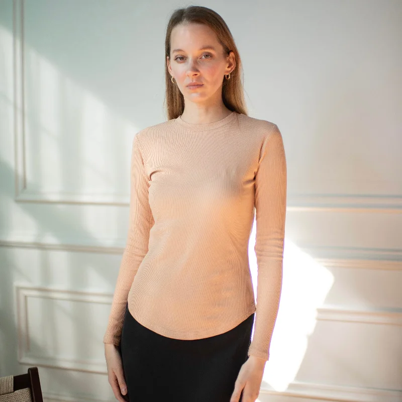 Hurry In Ribbed Crewneck Tee | Oatmeal