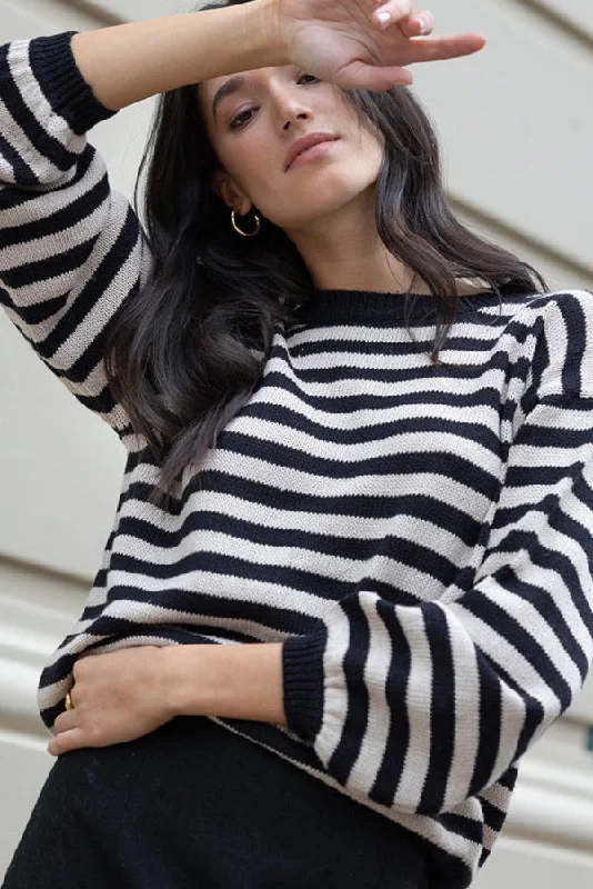 Weekend Bargains to Sizzle Sierra Black Stone Stripe Knit Jumper