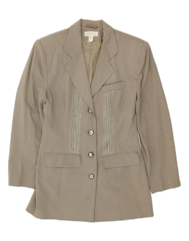 Instant Deal CARTOON Womens 4 Button Longline Blazer Jacket UK 8 Small Grey Viscose