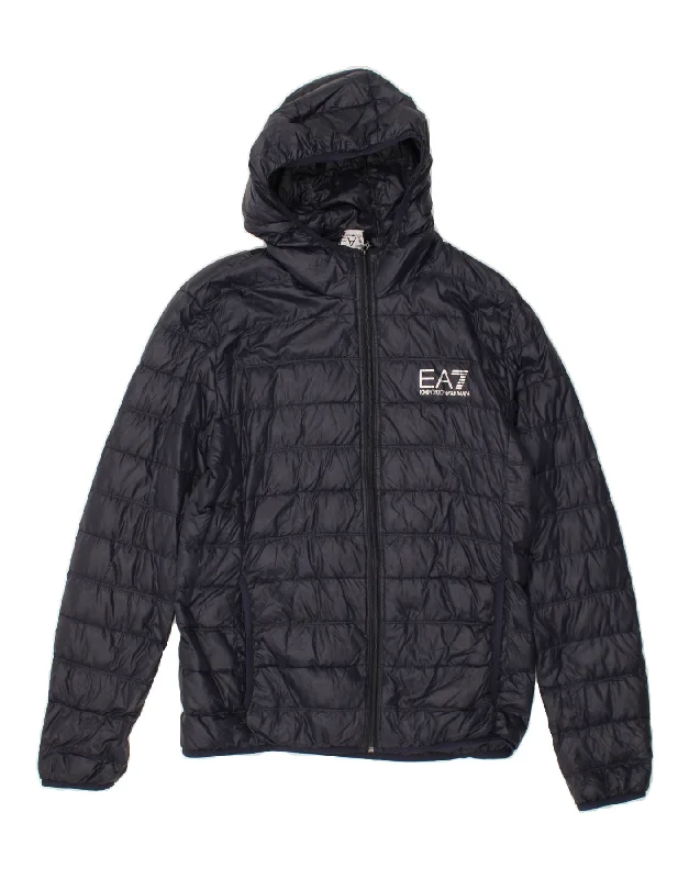 Best Seller EMPORIO ARMANI Womens Hooded Padded Jacket UK 18 XL Navy Blue Polyamide