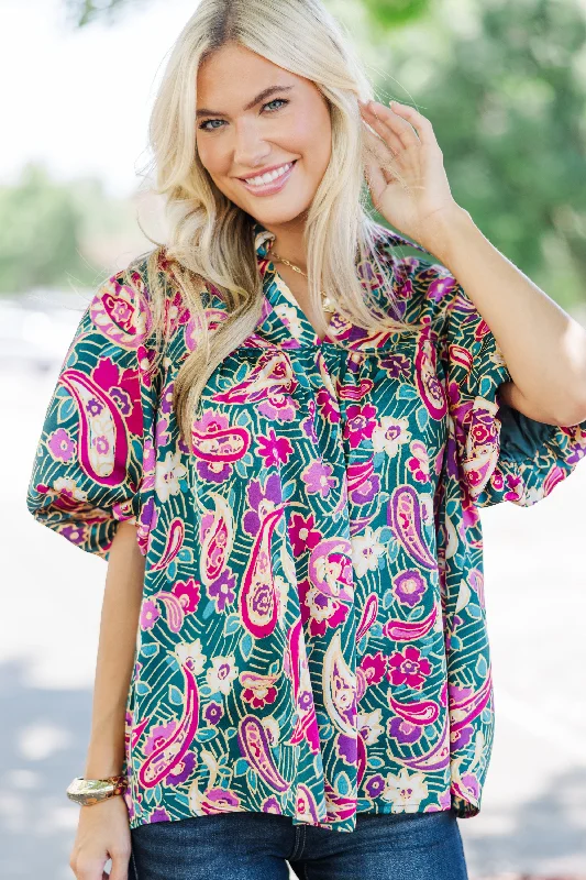 Weekend Discounts Worth Grabbing Follow Along Emerald Green Paisley Blouse