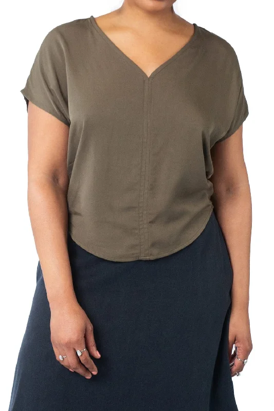 Customer Appreciation Sale Dolman top in Olive Rayon Twill