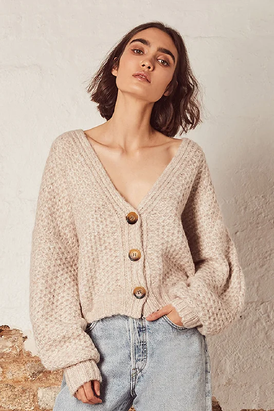 Weekend Specials to Snag Harper LS Natural Ribbed Button Cardi