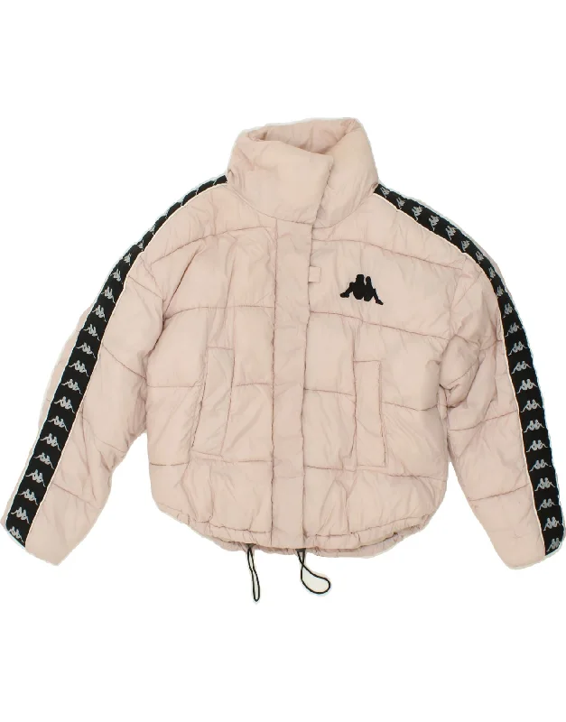 Crazy Savings KAPPA Womens Graphic Padded Jacket UK 6 XS Pink Colourblock Polyamide