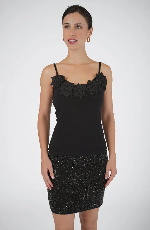 Year-End Sale Fitted Camisole with Rose Detail Neckline