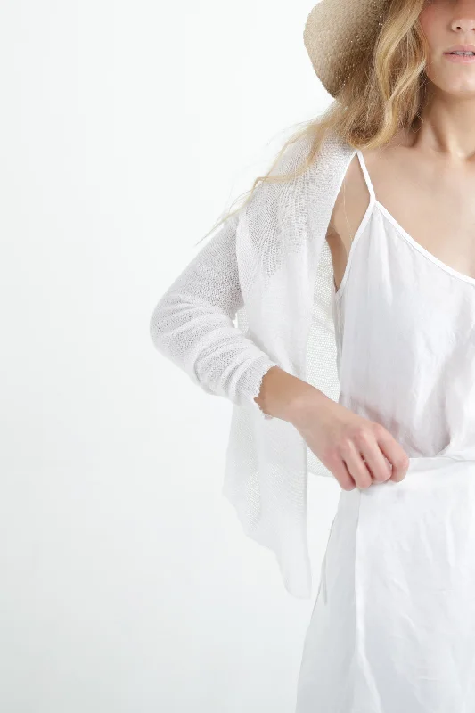 Weekend Extravaganza: Shop Now White Short Light Bamboo Cardigan