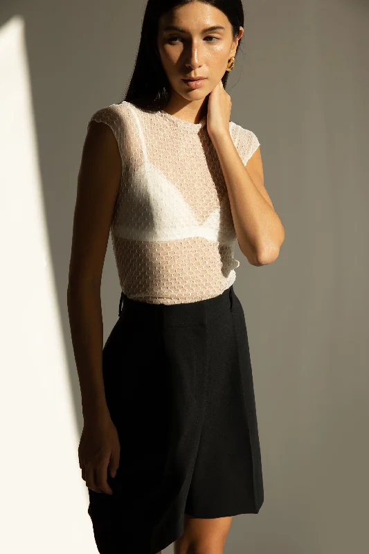 Instant Discount SLEEVELESS DOTTED MESH TOP