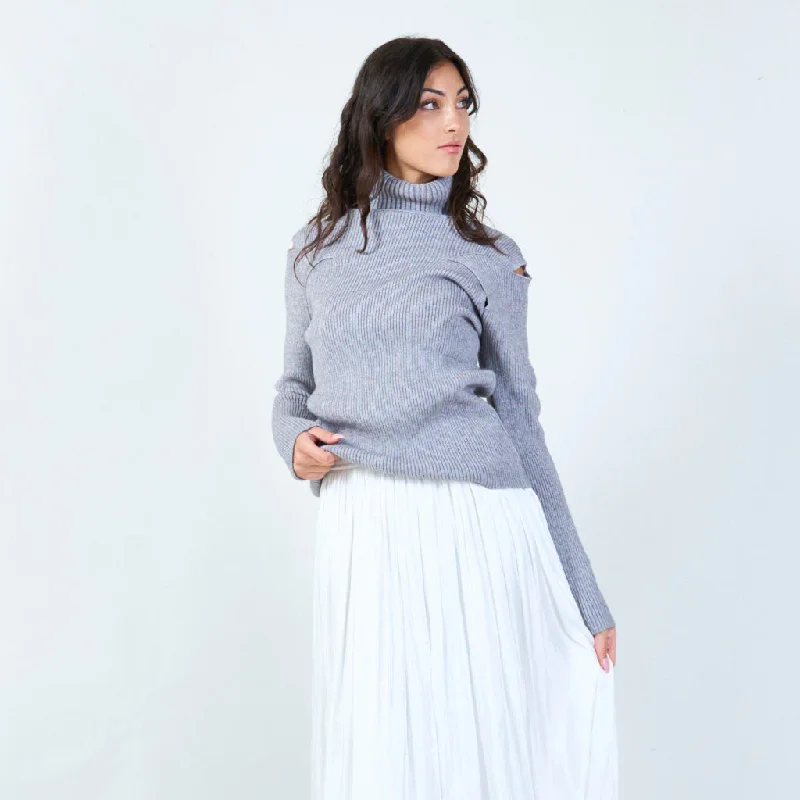Now Available Sleeveless ribbed turtleneck sweater wholesale