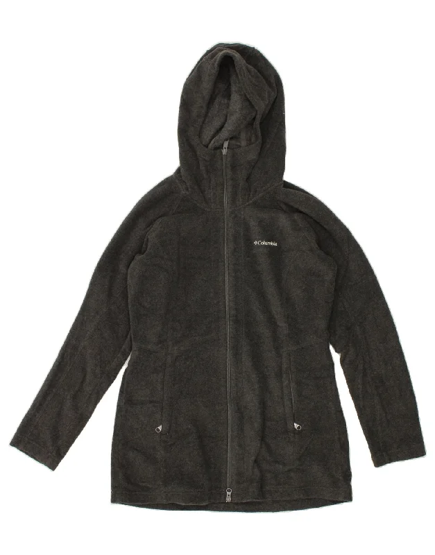Midnight Madness COLUMBIA Womens Hooded Fleece Jacket UK 10 Small Grey Polyester